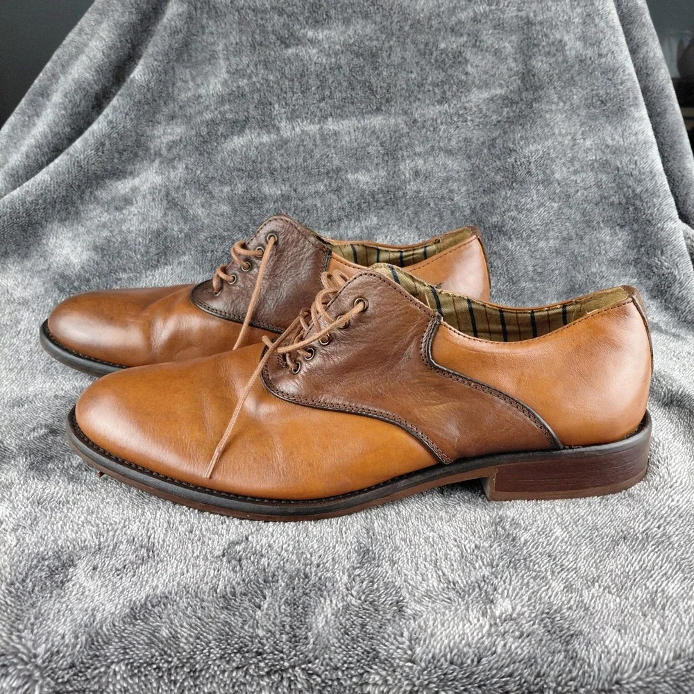 Johnston‎ & Murphy Mens 10M Brown Leather Saddle Oxford Shoes 20-8462 Two Tone